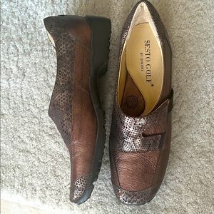 Sesto Golf by Sherry NEW leather spike less golf shoes copper snake skin  8